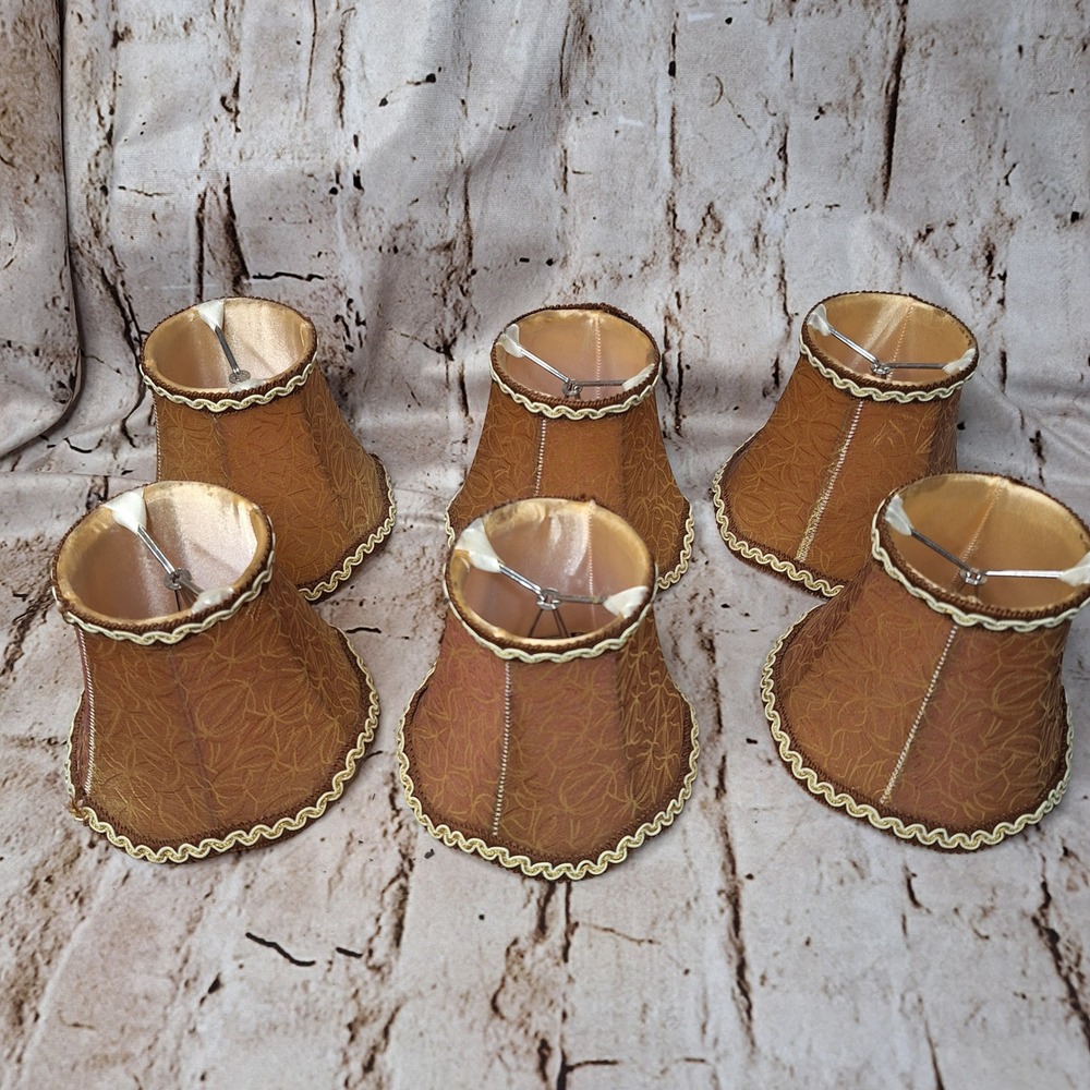 Vintage Style Copper Gold Leaf Jacquard‎ Chandelier Clip On Lamp Shades